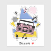 Retro stijl boombox ontwerp sticker (Vel)