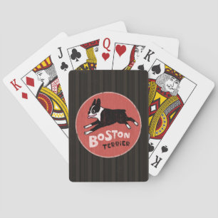 Retro stijl Boston Terrier springende hond Pokerkaarten