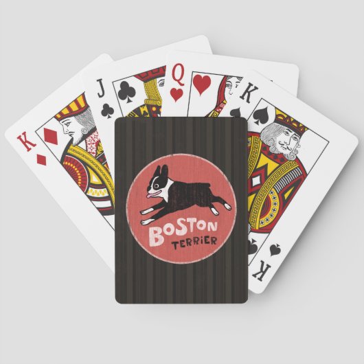 Retro stijl Boston Terrier springende hond Pokerkaarten (Achterkant)
