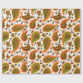 Retro stijl Bright Autumn Paisley die u aanpast Cadeaupapier (Vlak)