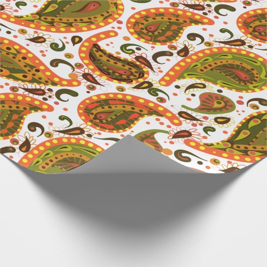 Retro stijl Bright Autumn Paisley die u aanpast Cadeaupapier (Hoek)