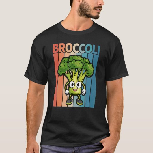 Retro  stijl Broccoli Vegan T-shirt (Voorkant)