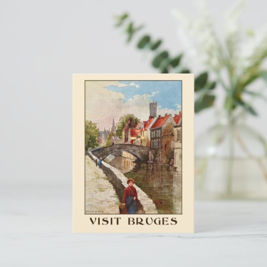  retro-stijl Brugge reizen en reizen Briefkaart (Staand voorkant)
