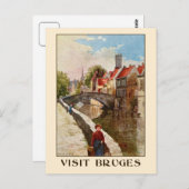  retro-stijl Brugge reizen en reizen Briefkaart (Voorkant / Achterkant)