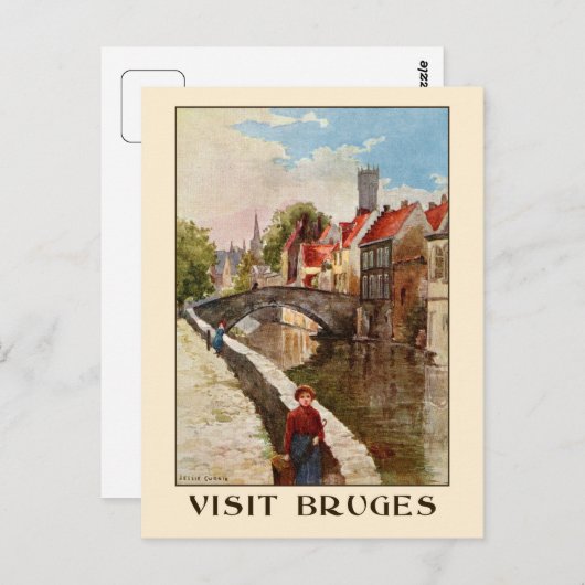 retro-stijl Brugge reizen en reizen Briefkaart (Voorkant / Achterkant)