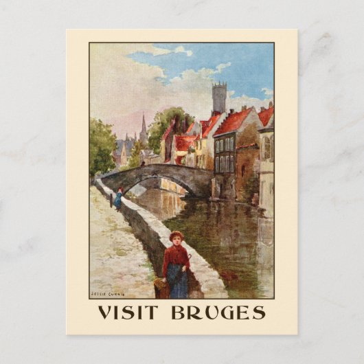  retro-stijl Brugge reizen en reizen Briefkaart (Voorkant)