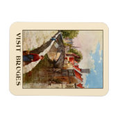  retro-stijl Brugge reizen en reizen Magneet (Horizontaal)