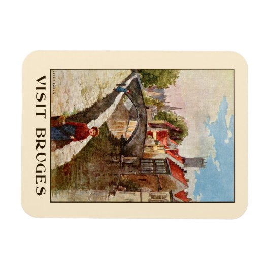 retro-stijl Brugge reizen en reizen Magneet (Horizontaal)