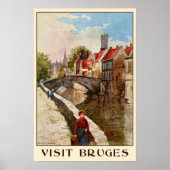  retro-stijl Brugge reizen en reizen Poster (Voorkant)