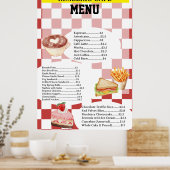 Retro Stijl Cafe Zakelijk Voedsel Menu Poster (Keuken)