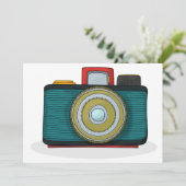 Retro stijl camera uitnodigingen (Staand voorkant)