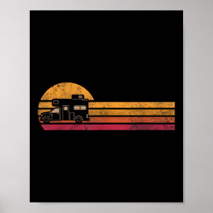 Retro stijl camper caravan silhouet retro kamperen poster