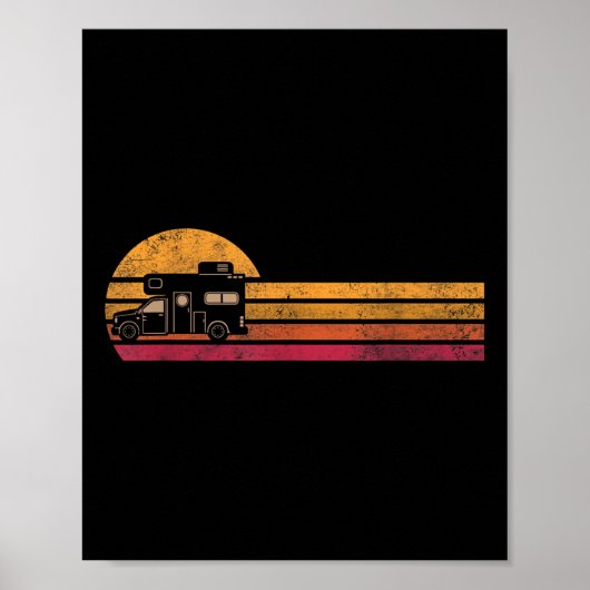 Retro stijl camper caravan silhouet retro kamperen poster (Voorkant)
