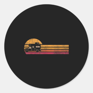 Retro stijl camper silhouet retro kamperen ronde sticker