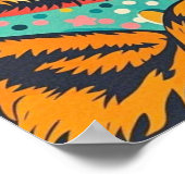 Retro-stijl cartoon kat draagt een oversized zonne poster (Hoek)