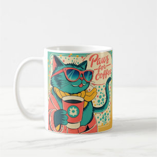 Retro-stijl cartoon met een te grote zonnebril koffiemok