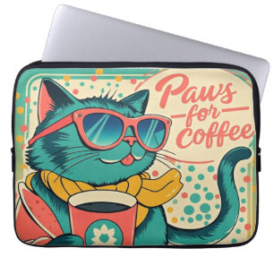 Retro-stijl cartoon met een te grote zonnebril laptop sleeve