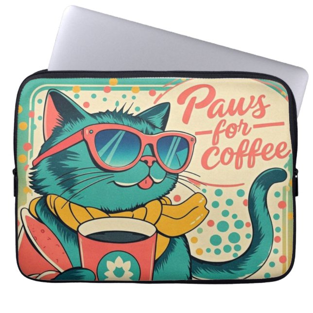 Retro-stijl cartoon met een te grote zonnebril laptop sleeve (Voorkant)