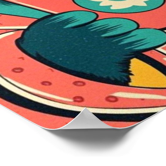 Retro-stijl cartoon met een te grote zonnebril poster (Hoek)