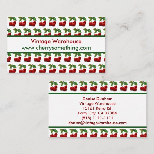 Retro  stijl Cherry Print Visitekaartje (Voorkant / Achterkant)