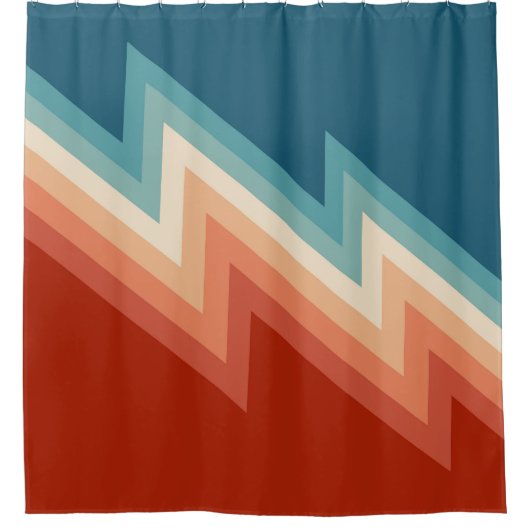 Retro stijl chevron patroon douchegordijn (Voorkant)