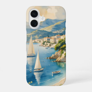 Retro stijl Cote D'Azur Franse Reizen iPhone 16 Hoesje