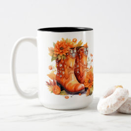 Retro stijl Cowboy laarzen - Herfstbladeren Tweekleurige Koffiemok