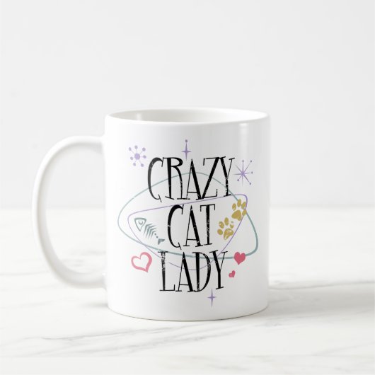 Retro stijl Crazy Cat Lady Mok (Links)