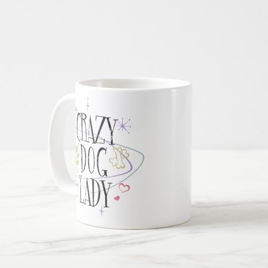 Retro stijl Crazy Dog Lady Mok (Voorkant links)
