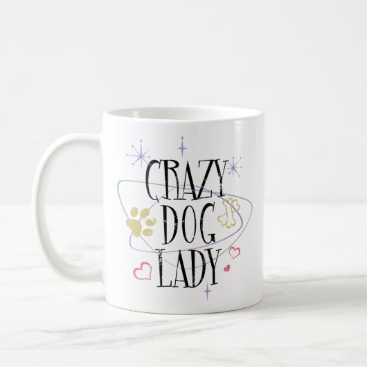 Retro stijl Crazy Dog Lady Mok (Links)