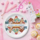 Retro Stijl Cupcakes Zoet Dessert 1e Verjaardag Papieren Bordje (Feest)