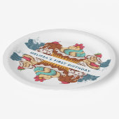 Retro Stijl Cupcakes Zoet Dessert 1e Verjaardag Papieren Bordje (Gekanteld)