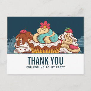 Retro Stijl Cupcakes Zoete Dessert Bedankt Briefkaart