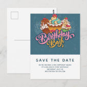 Retro stijl cupcakes zoete dessert datum opslaan briefkaart (Voorkant / Achterkant)