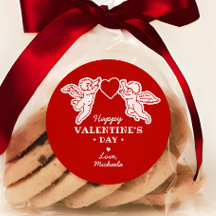 Retro Stijl Cupid Krabbels Gelukkige Valentijnsdag