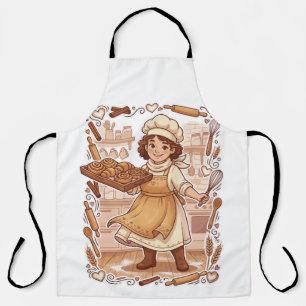 Retro Stijl Cute Banketbakker Bak Illustratie Schort