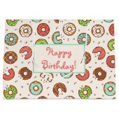 Retro Stijl Cute Kleurrijke Donut Patroon Verjaard Groot Cadeauzakje (Voorkant)