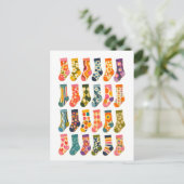 Retro Stijl Cute Sokken Collage Briefkaart (Staand voorkant)