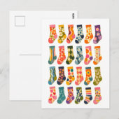 Retro Stijl Cute Sokken Collage Briefkaart (Voorkant / Achterkant)