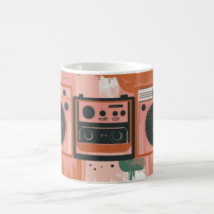 Retro-stijl draagbare radio-cassettespelers koffiemok