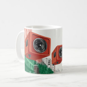 Retro-stijl draagbare radio-cassettespelers koffiemok