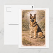 Retro-stijl Duitse herder Briefkaart (Voorkant / Achterkant)