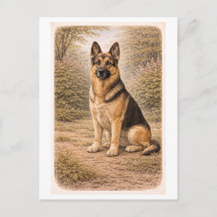 Retro-stijl Duitse herder Briefkaart