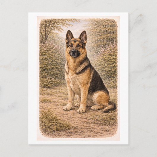 Retro-stijl Duitse herder Briefkaart (Voorkant)