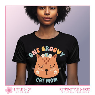 Retro Stijl Eén Groovy Kat Moeder Gepersonaliseerd T-shirt
