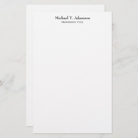 Retro Stijl Elegant Duidelijk Eenvoudig Wit Briefpapier (Voorkant / Achterkant)