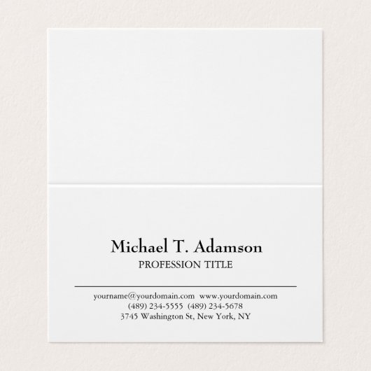 Retro Stijl Elegant Duidelijk Eenvoudig Wit Visitekaartje (Buitenkant ongevouwen)