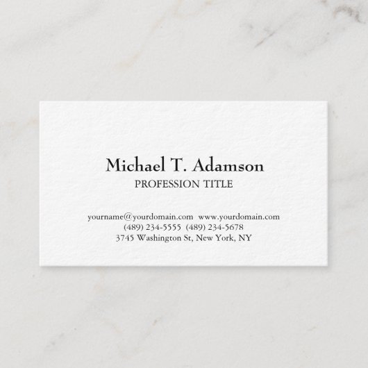 Retro Stijl Elegant Duidelijk Eenvoudig Wit Visitekaartje (Voorkant)