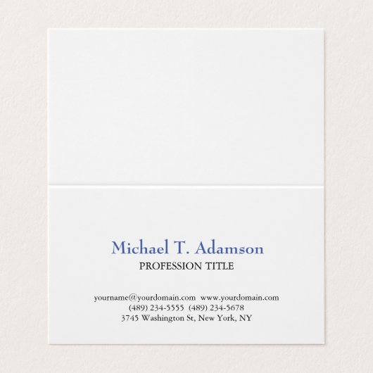 Retro Stijl Elegant Duidelijk Eenvoudig Wit Visitekaartje (Buitenkant ongevouwen)