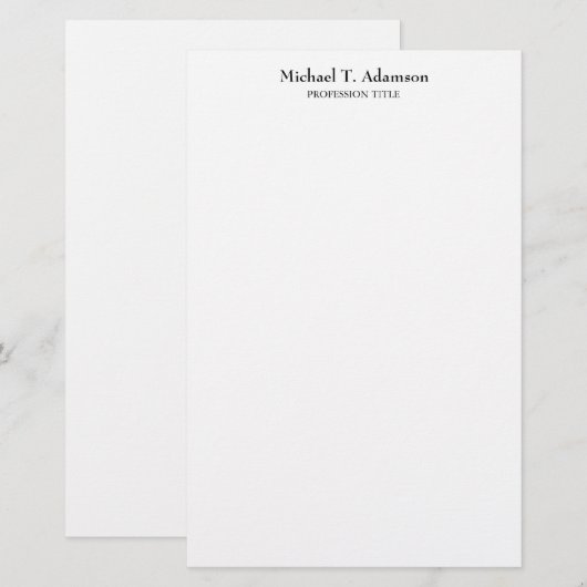 Retro Stijl Elegant Eenvoudig Wit Briefpapier (Voorkant / Achterkant)